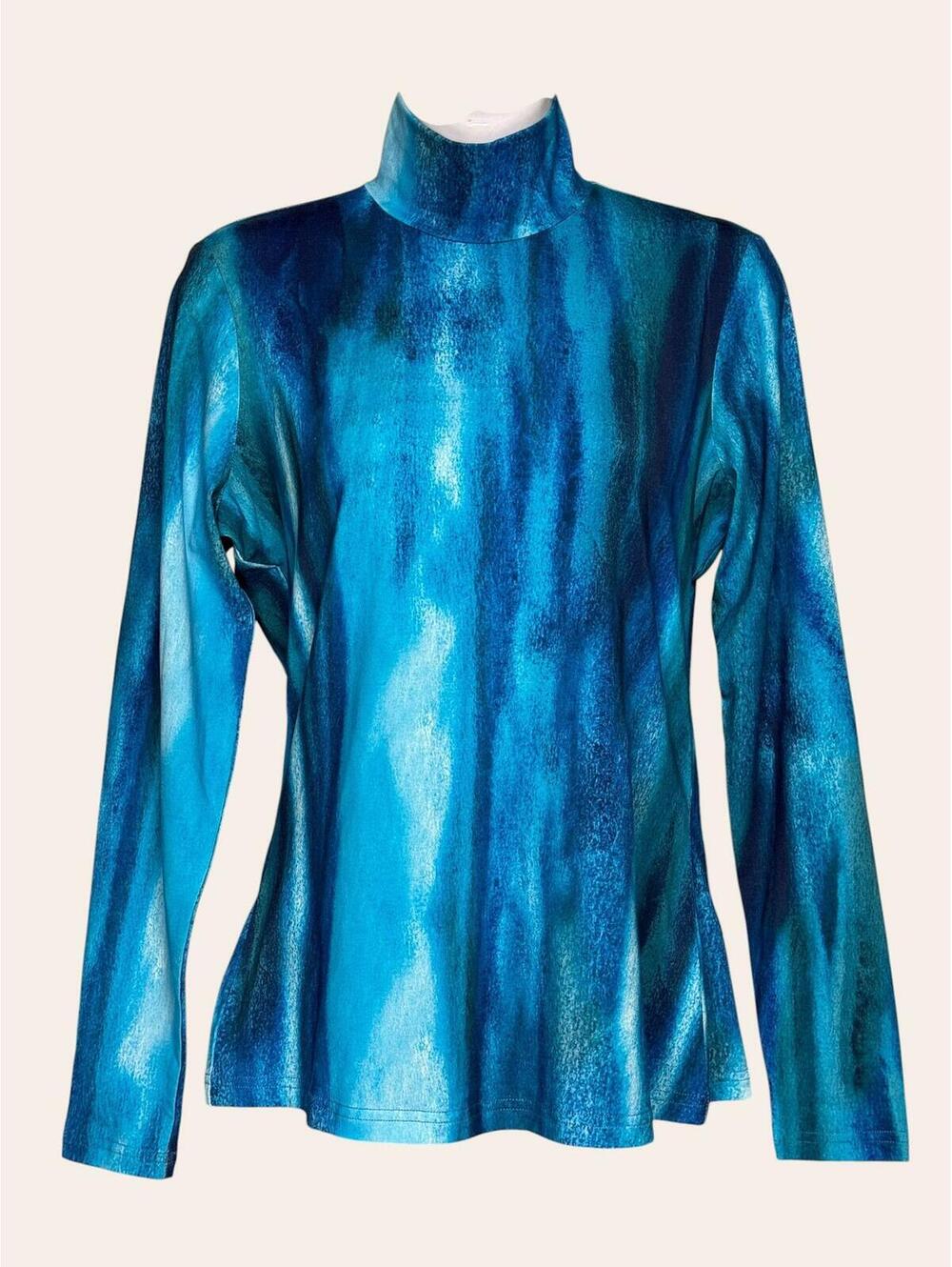 Hailey Printed Modal Blue Ombre Turtleneck
